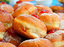 Sufganiyot with strawberry filling