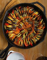 Ratatouille made in a cast iron pan