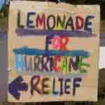Kids raising money for charity - tzedaka - buy selling lemonade at an outdoor stand