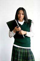 High school girl in a modet uniform