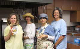 Women cooking for a shul event