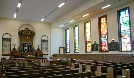 Shul where members sit - women have their own section
