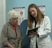 Senior talking to her doctor about medications
